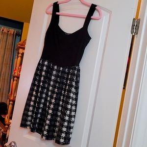Little black dress striped/checkered skirt